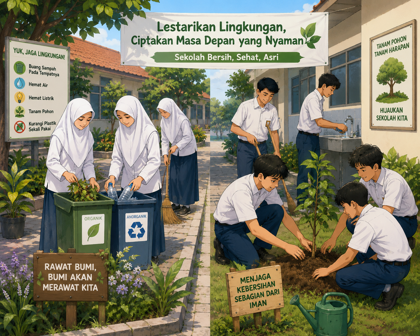 Siswa belajar di lingkungan asri